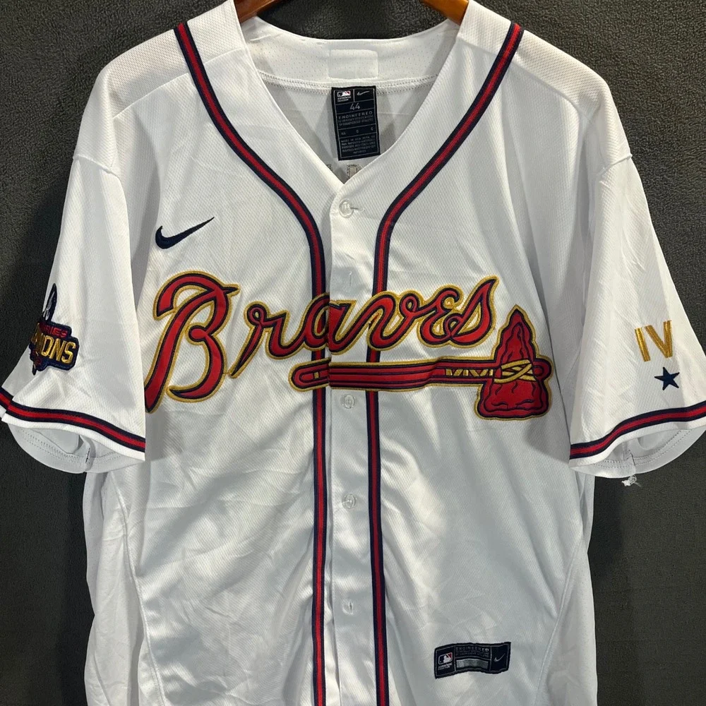 Nike Atlanta Braves Max Fried 54 2021 World Series Champions Jersey Mens White